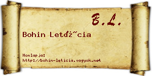 Bohin Letícia névjegykártya